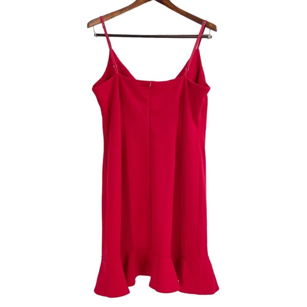Showpo Red Spaghetti Strap Ruffle V-Neck Dress Womens Size 12 Feminine Flirty - Picture 5 of 11